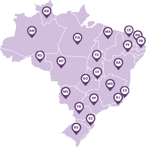 Mapa com as regiões que a Hemocord atende.